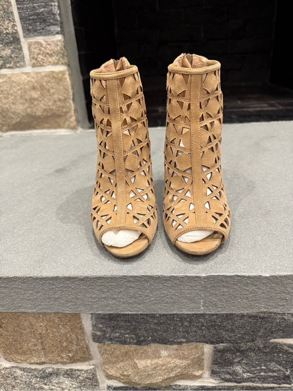 MICHAEL Michael Kors Tan Cutout Peep-Toe Heels